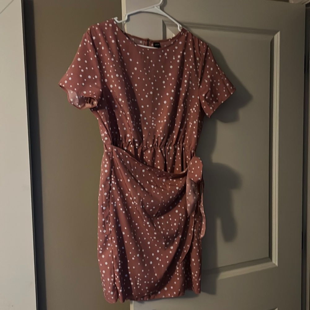 Pink polka dot tie dress